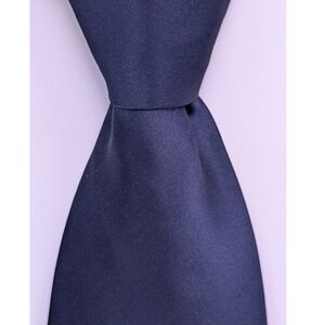 Regis Silk Necktie Mens Navy Blue Solid Satin Finish Formal Made in Korea